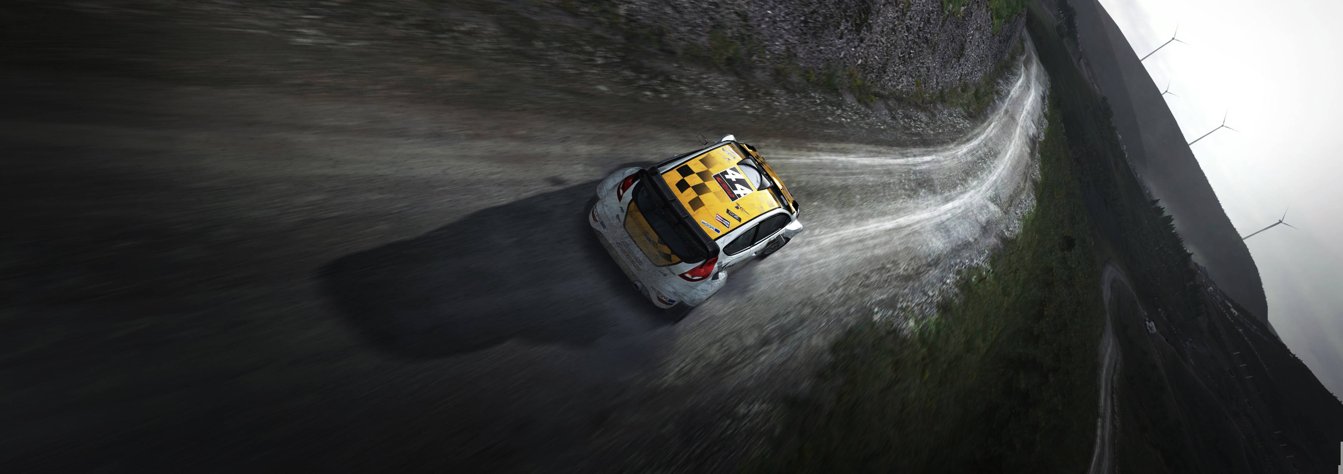 Dirt Rally, yellow and black rally car, muddy road, 4K Desktop Wallpaper