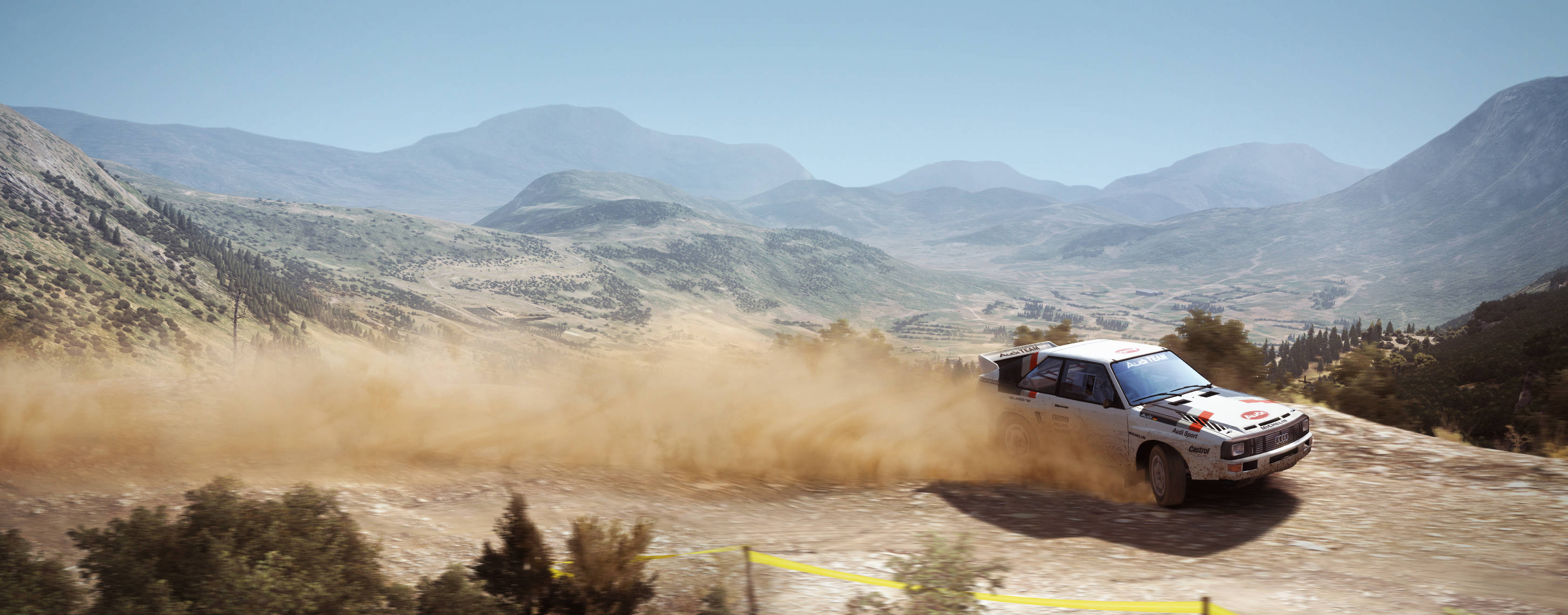 Dirt Rally, mountain pass, white rally car, 2K Desktop Wallpaper