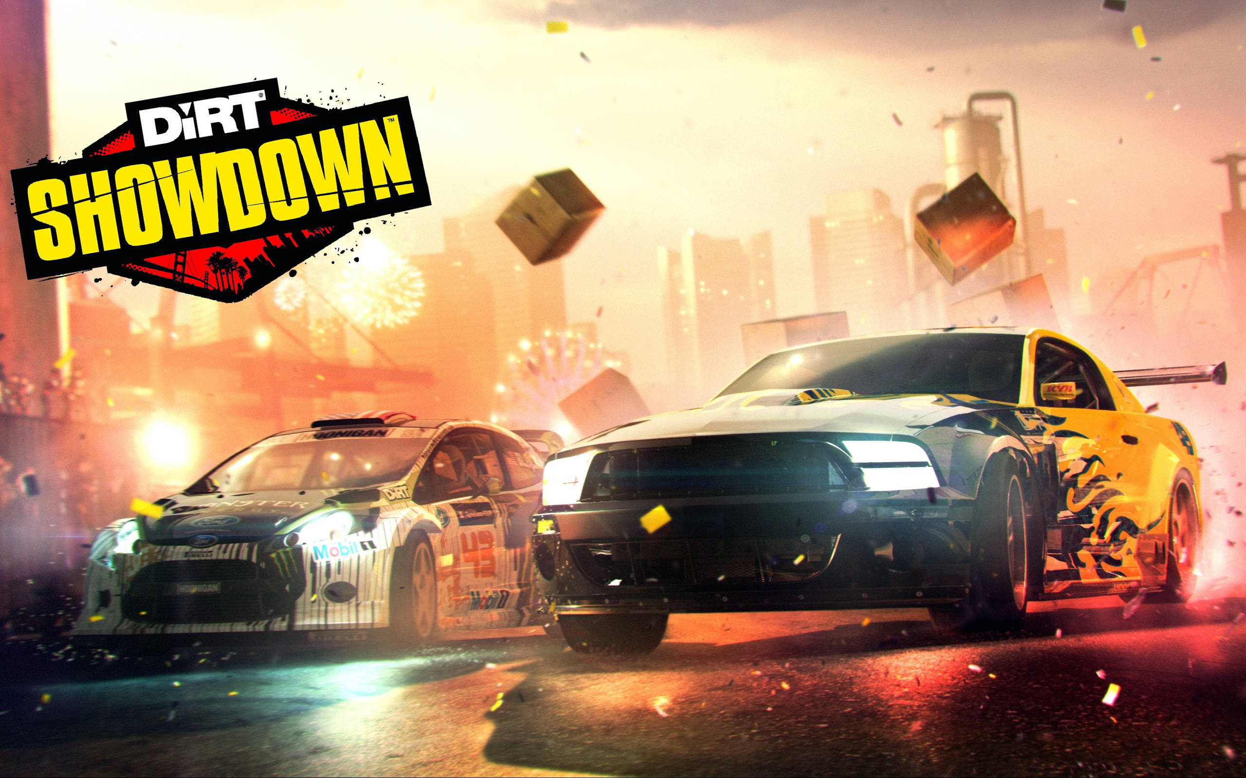 Dirt Showdown, racing cars, fiery urban street race, 2K Desktop Wallpaper