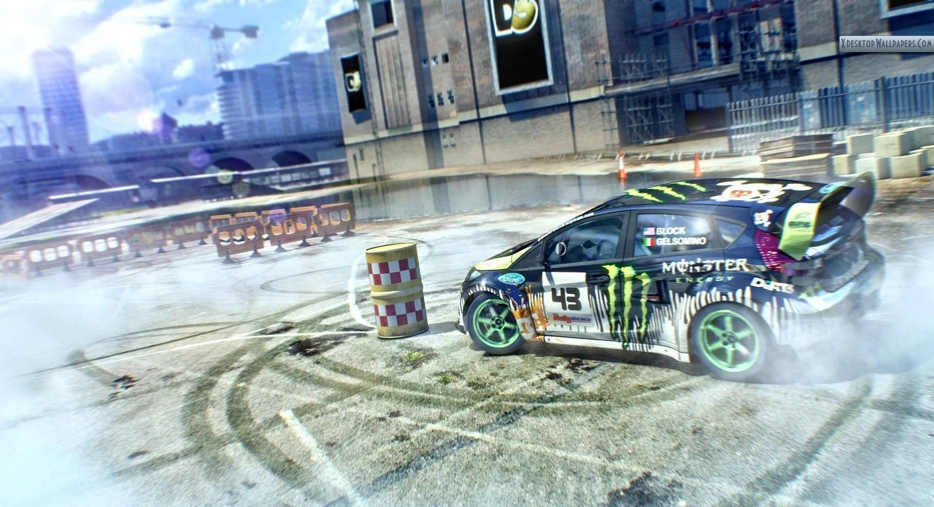 Dirt Showdown, black rally car, green accents, Full HD Desktop Wallpaper