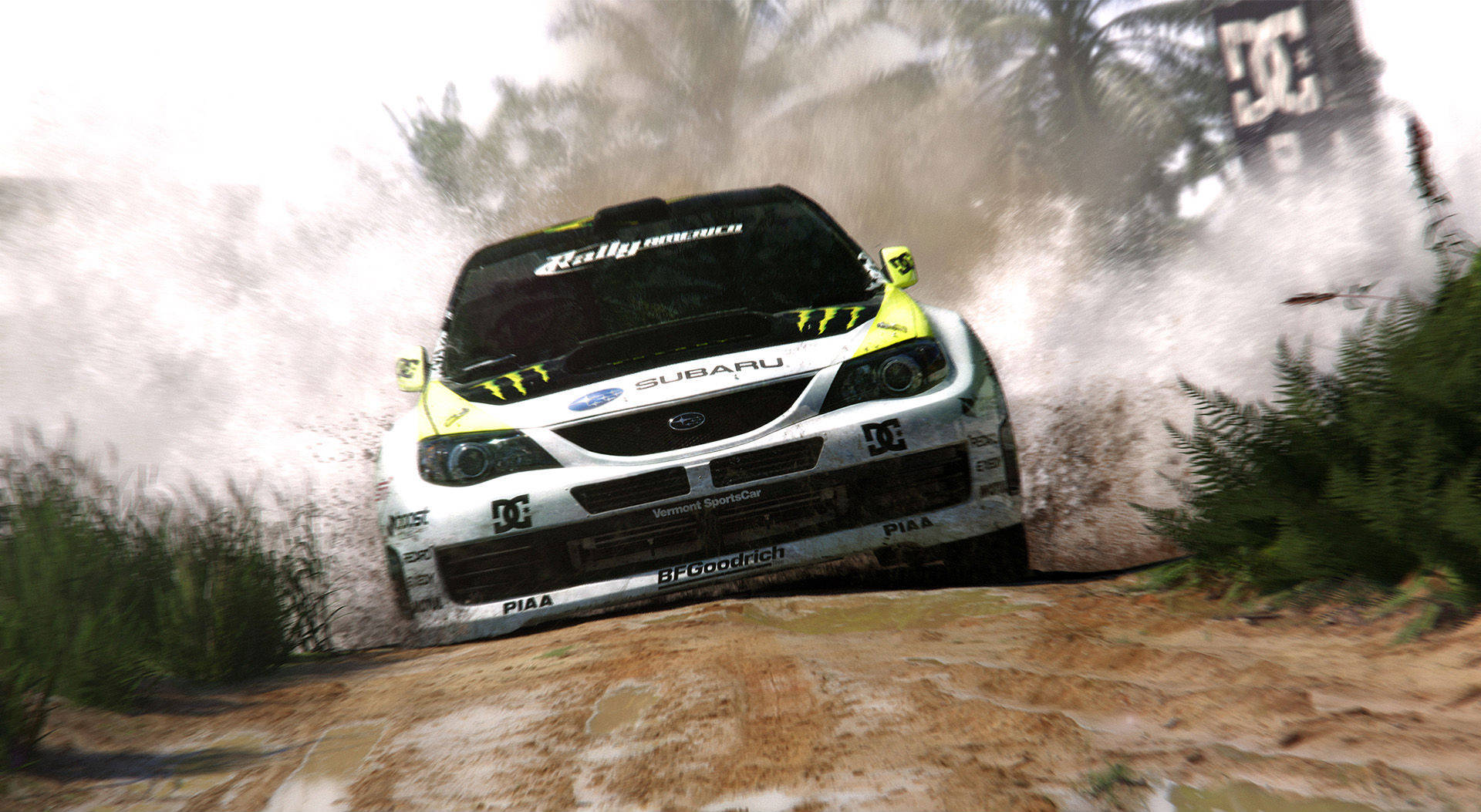 Dirt Showdown, white Subaru, yellow accents, Full HD Desktop Wallpaper