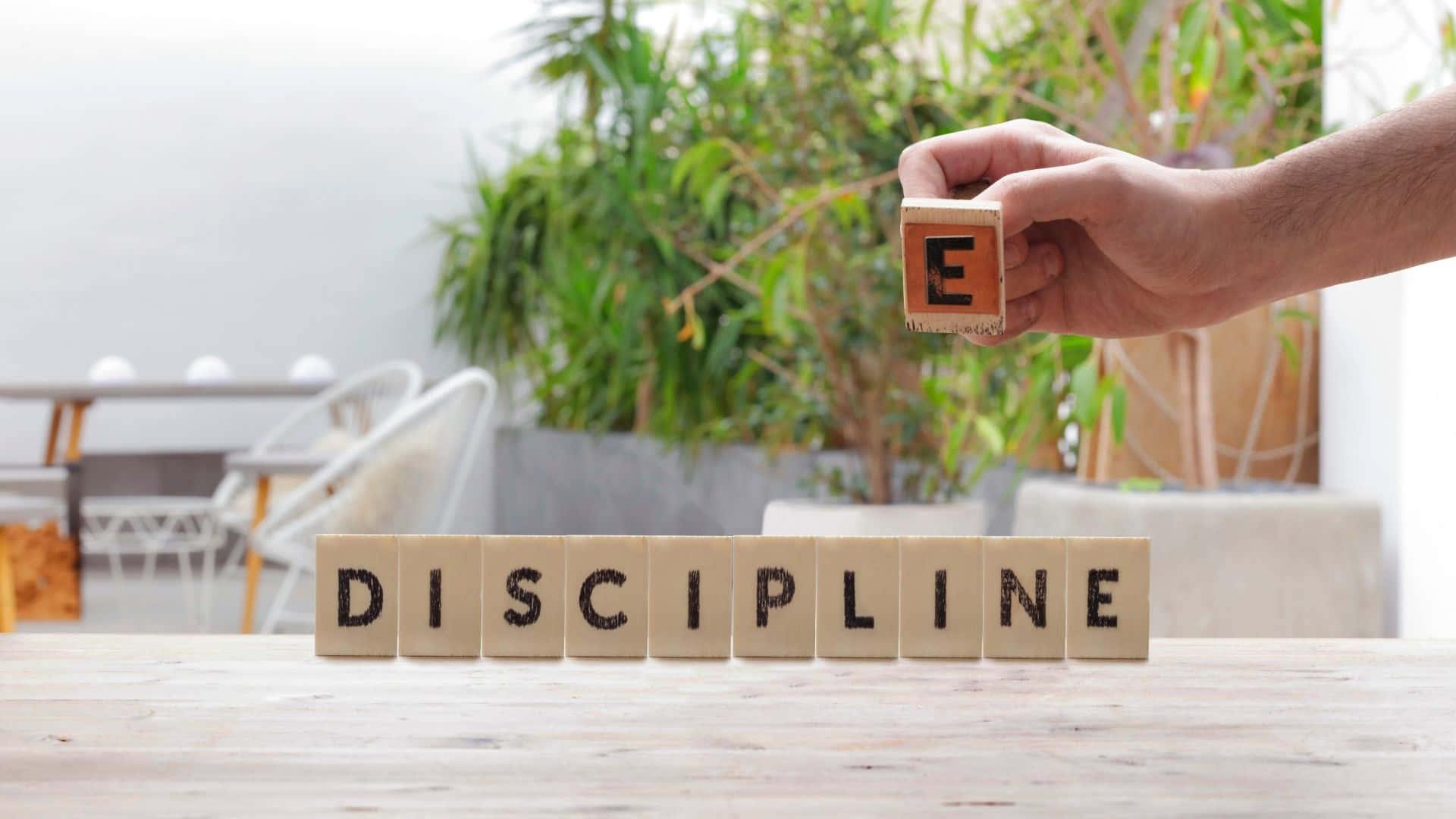 Discipline, E, wooden block, Full HD Desktop Wallpaper