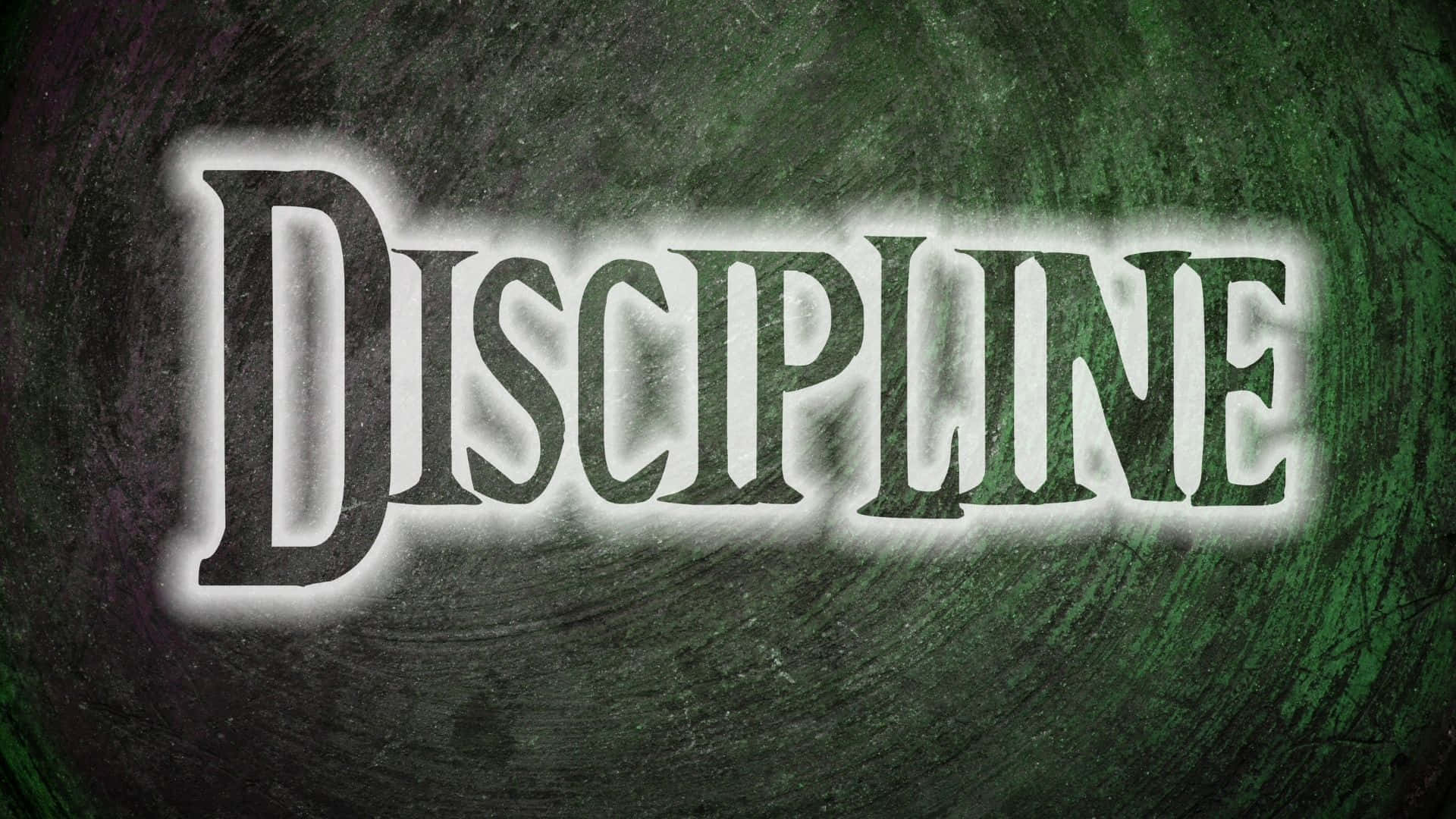 Discipline, gothic letters, dark green chalkboard background, Full HD Desktop Wallpaper