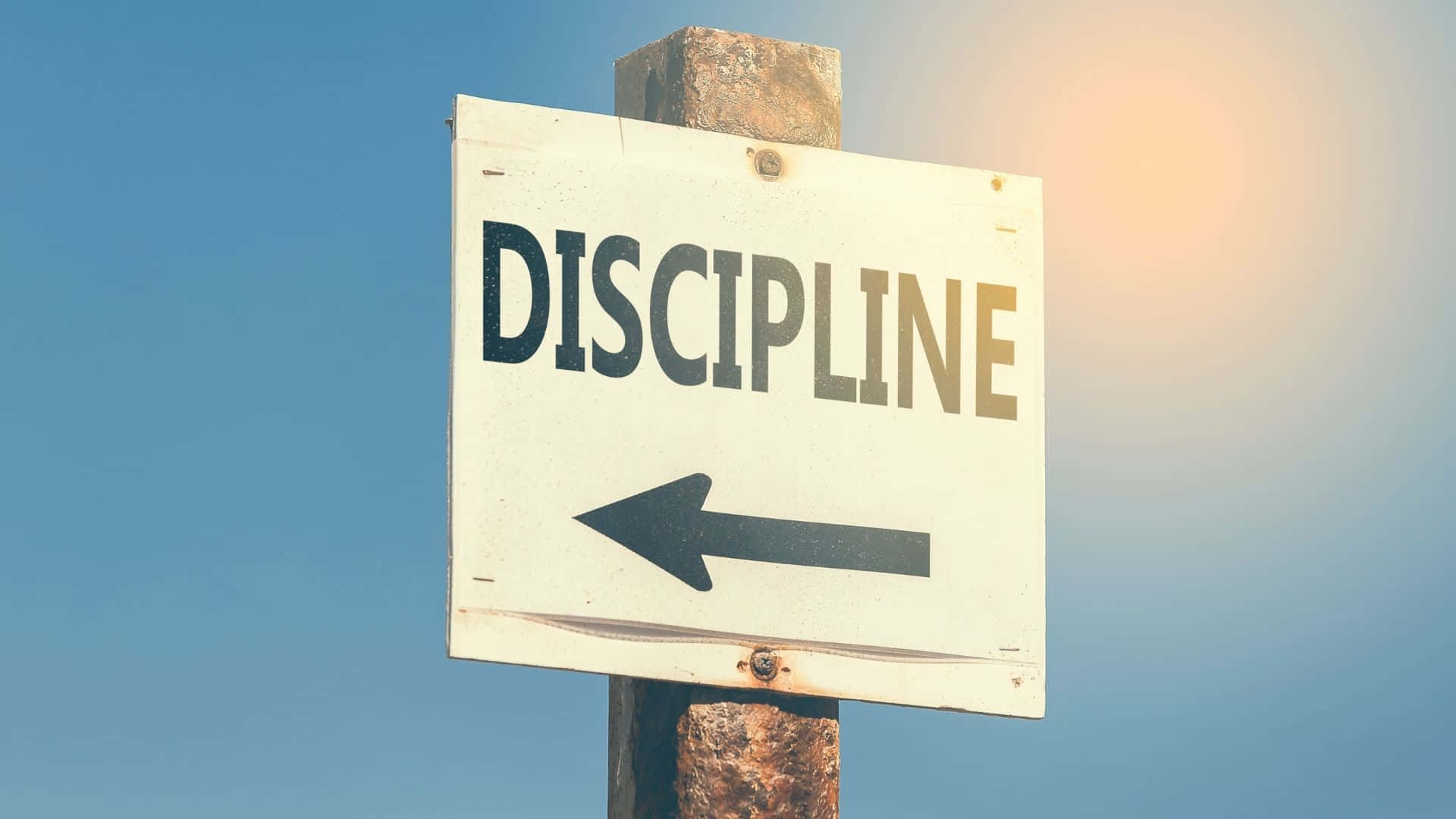 Discipline, white sign, black arrow, Full HD Desktop Wallpaper
