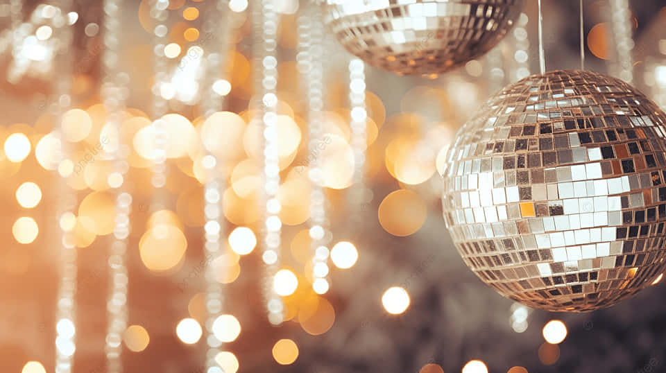 disco balls, golden lights, bokeh background, SD Desktop Wallpaper