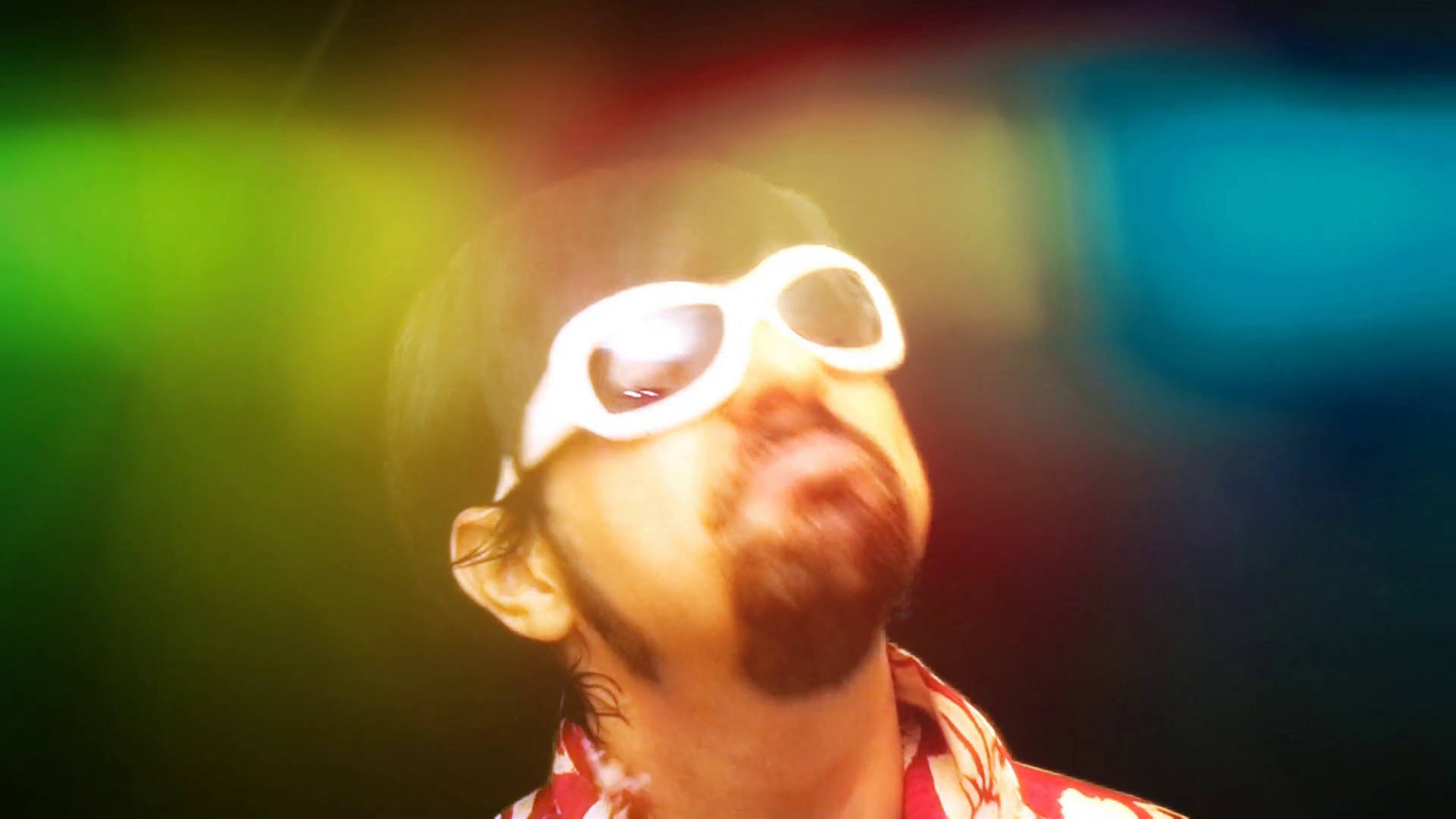 Disco Man, white sunglasses, vibrant colorful bokeh background, Full HD Desktop Wallpaper