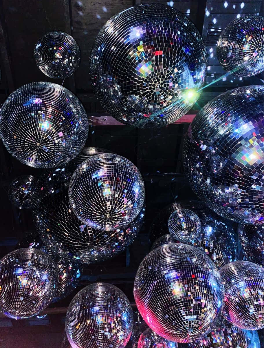 disco ball, vibrant colored lights, darkness, SD Phone Wallpaper