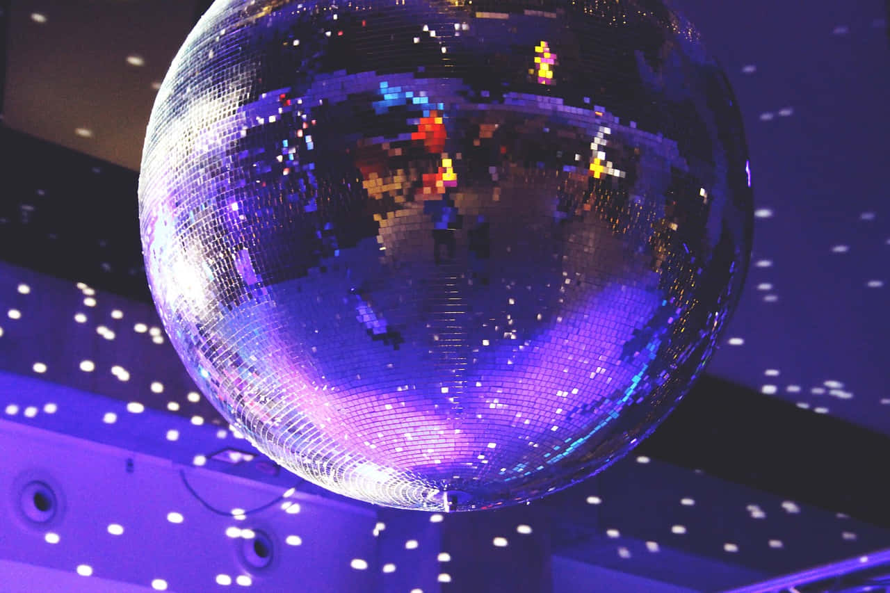 disco ball, purple lit room, colorful lights, HD Desktop Wallpaper