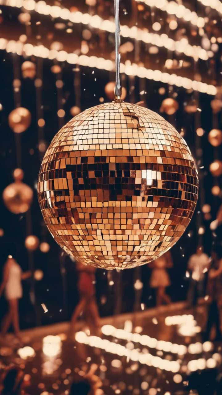 disco ball, golden, glittering dance floor, HD Phone Wallpaper