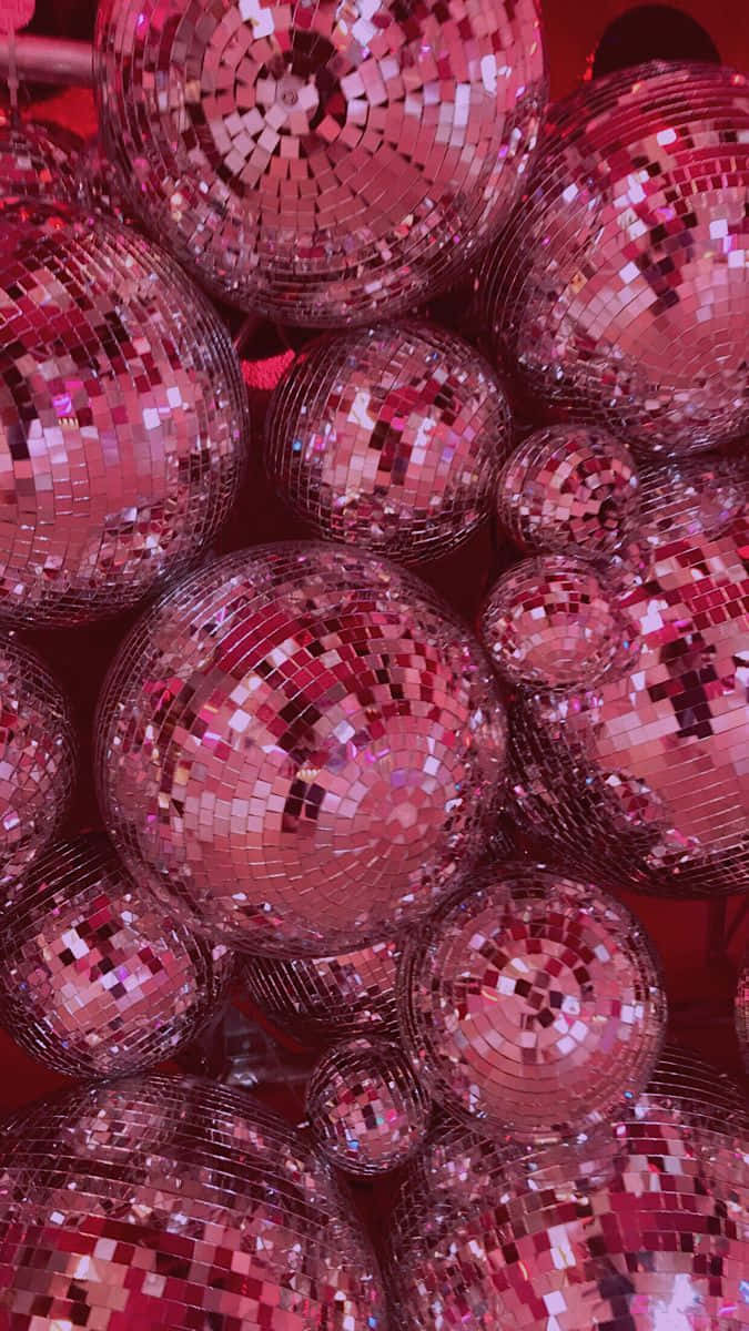 disco ball, pink, glittering, SD Phone Wallpaper