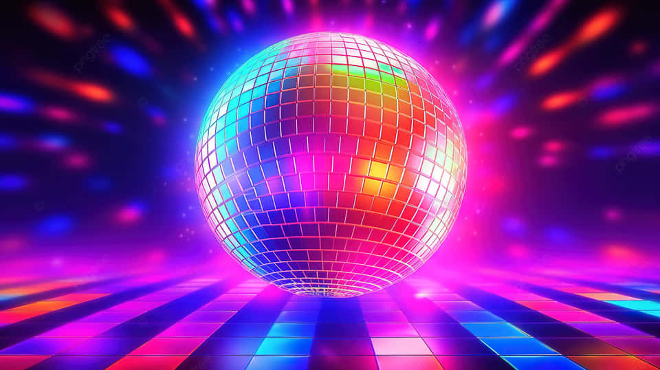 disco ball, neon lights, checkered dance floor, SD Desktop Wallpaper