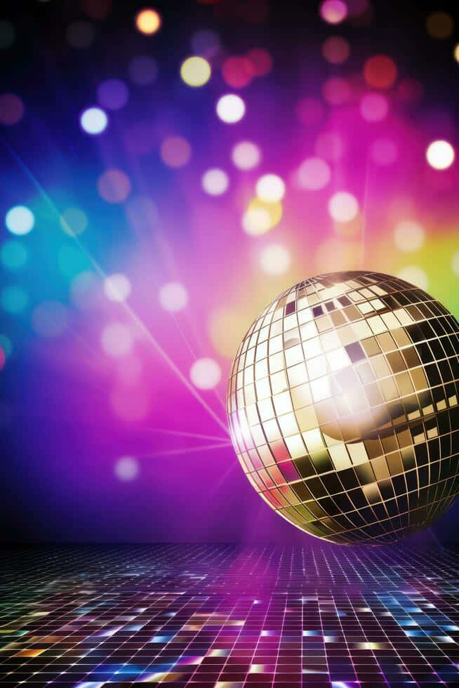 disco ball, vibrant rainbow lights, bokeh background, SD Phone Wallpaper