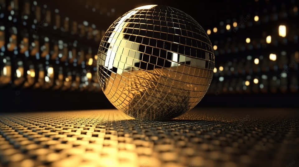 gleaming disco ball, gold disco ball, textured floor, SD Desktop Wallpaper