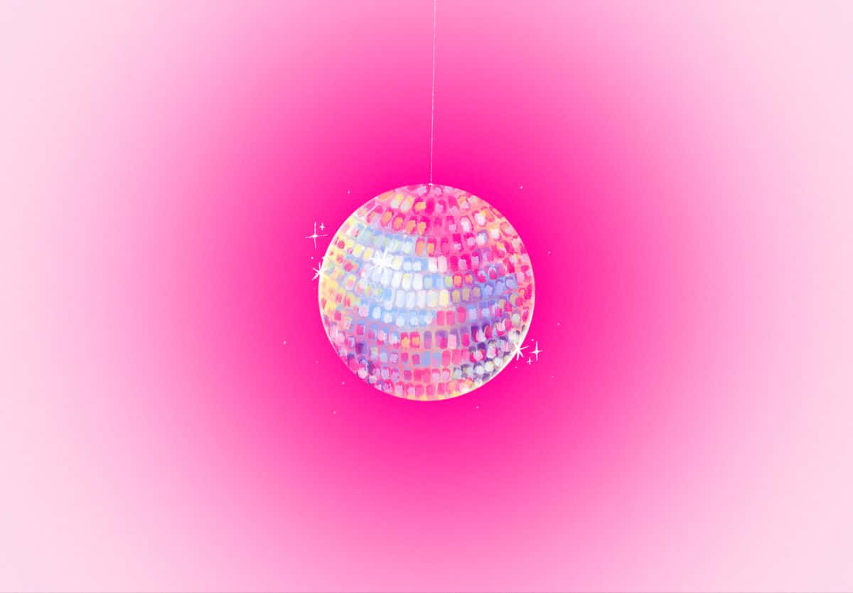 sparkling disco ball, pink gradient background, glittering, SD Desktop Wallpaper