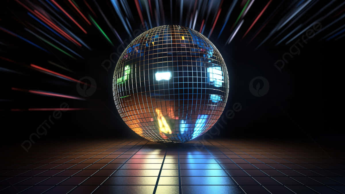 glowing disco ball, tiled dance floor, colorful light streaks, SD Desktop Wallpaper