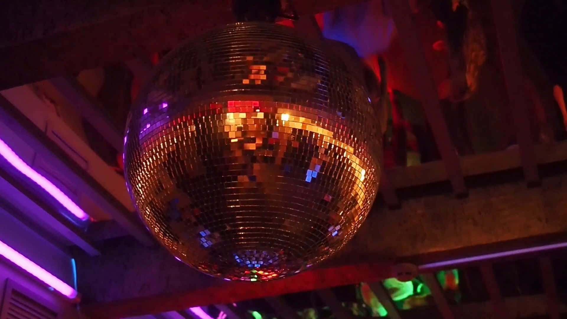 disco ball, vibrant purple, red lights, Full HD Desktop Wallpaper