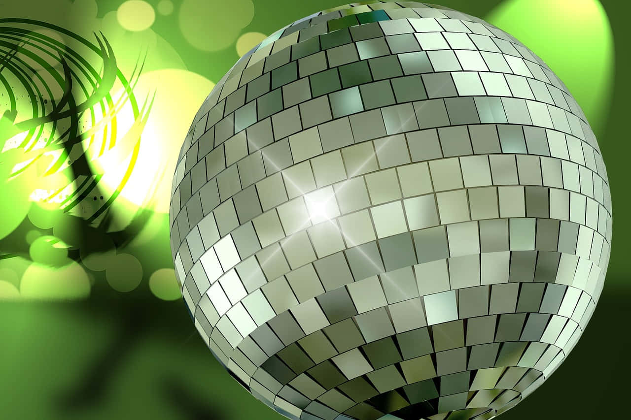 shimmering disco ball, green lights, vibrant green bokeh, HD Desktop Wallpaper