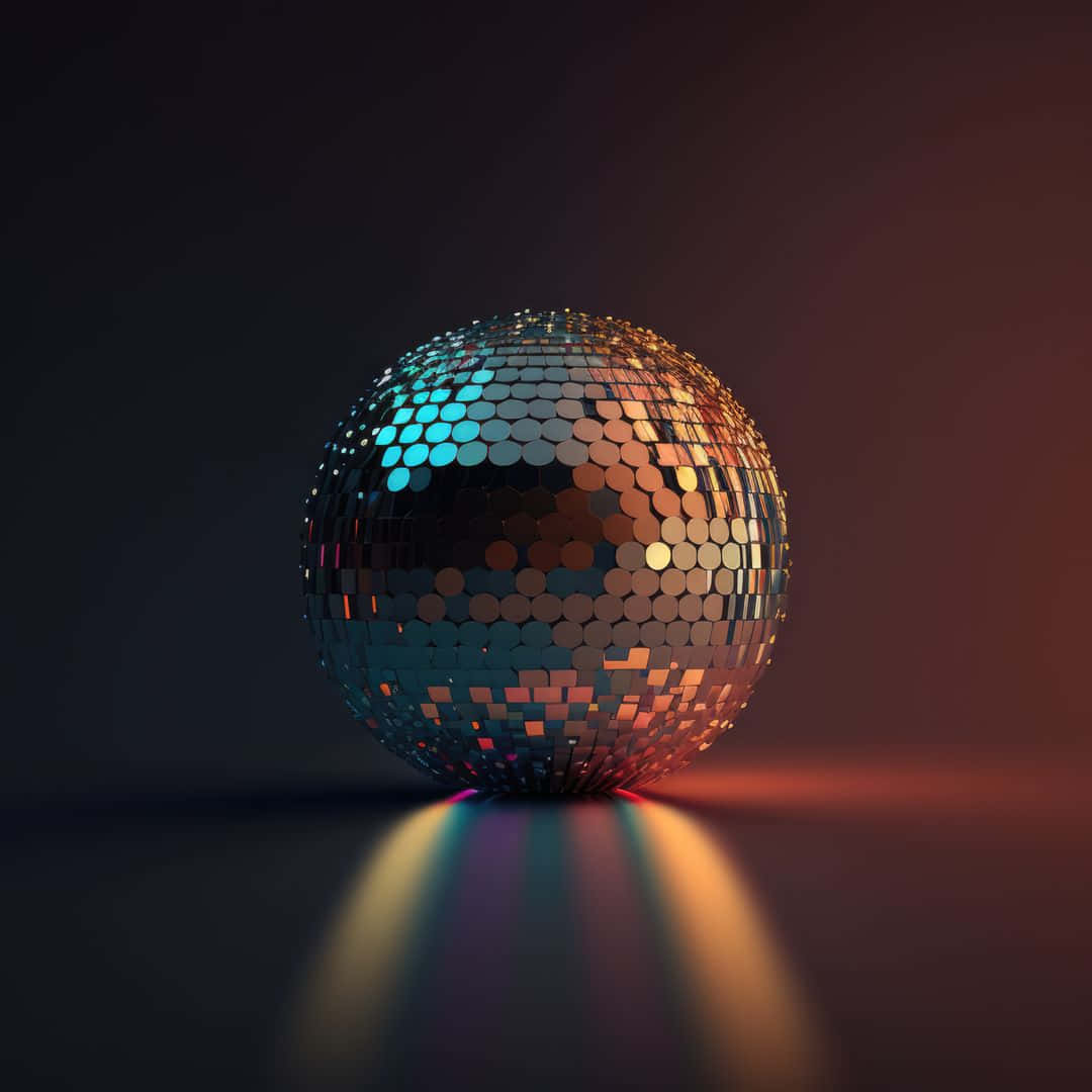 glowing disco ball, mirrored tiles, vibrant blue and gold light, SD Desktop Wallpaper