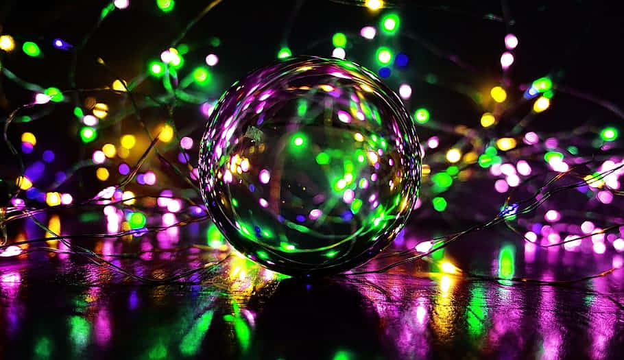 glowing disco ball, colorful lights, vibrant green, SD Desktop Wallpaper