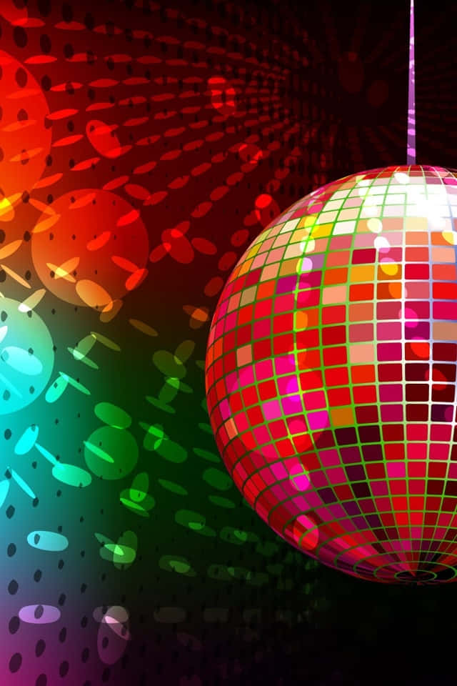 vibrant disco ball, rainbow reflections, dark background, SD Phone Wallpaper