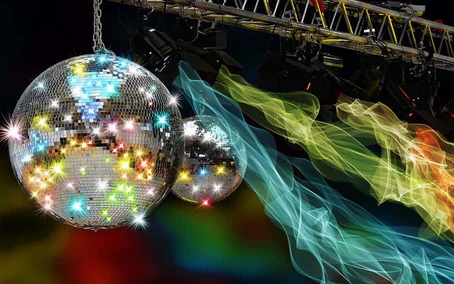 disco ball, glittering, neon light trails, SD Desktop Wallpaper