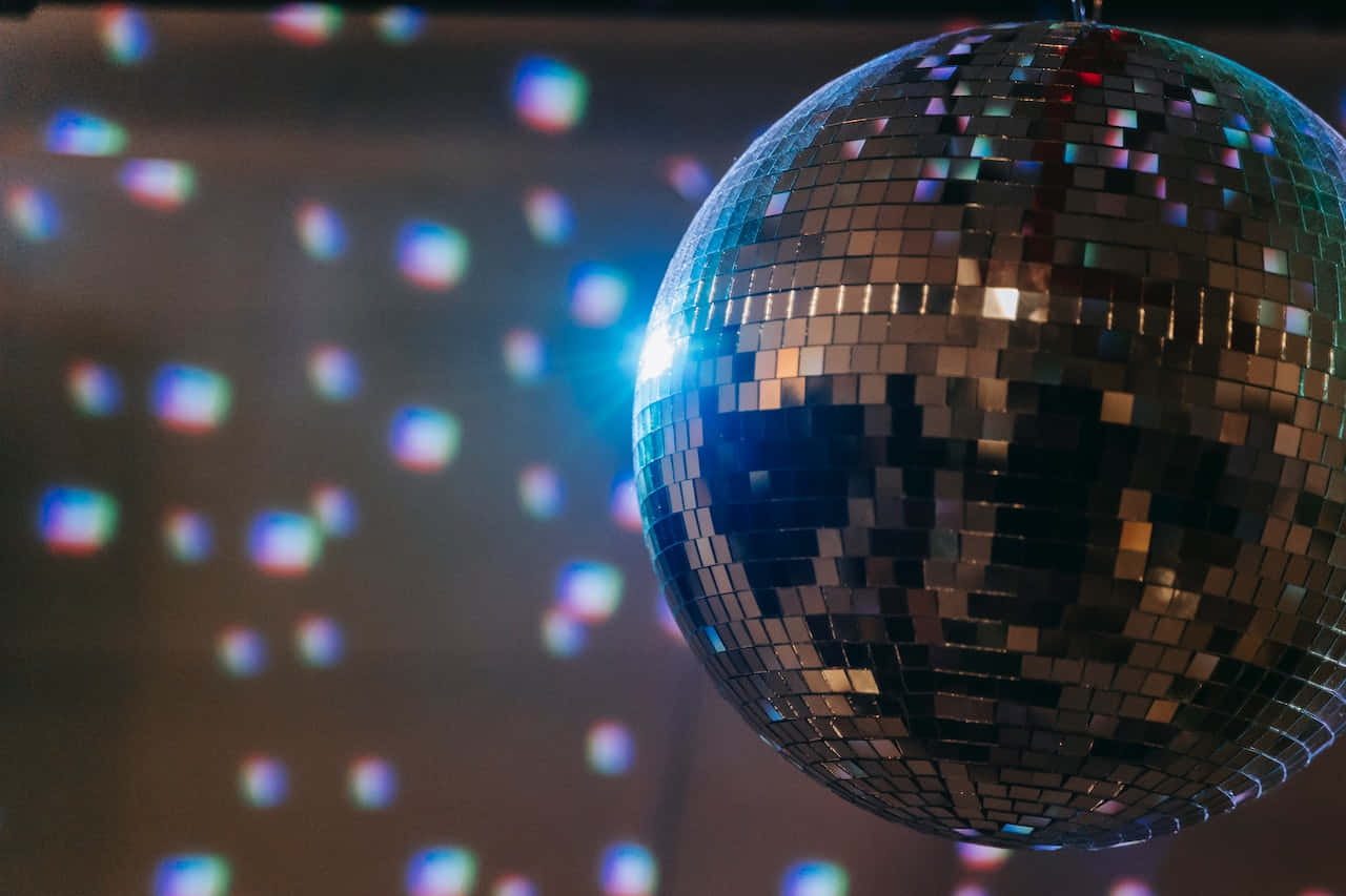 disco ball, vibrant blue, purple lights, HD Desktop Wallpaper