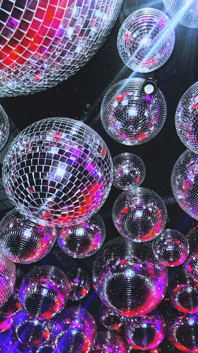 disco ball, red, purple, SD Phone Wallpaper