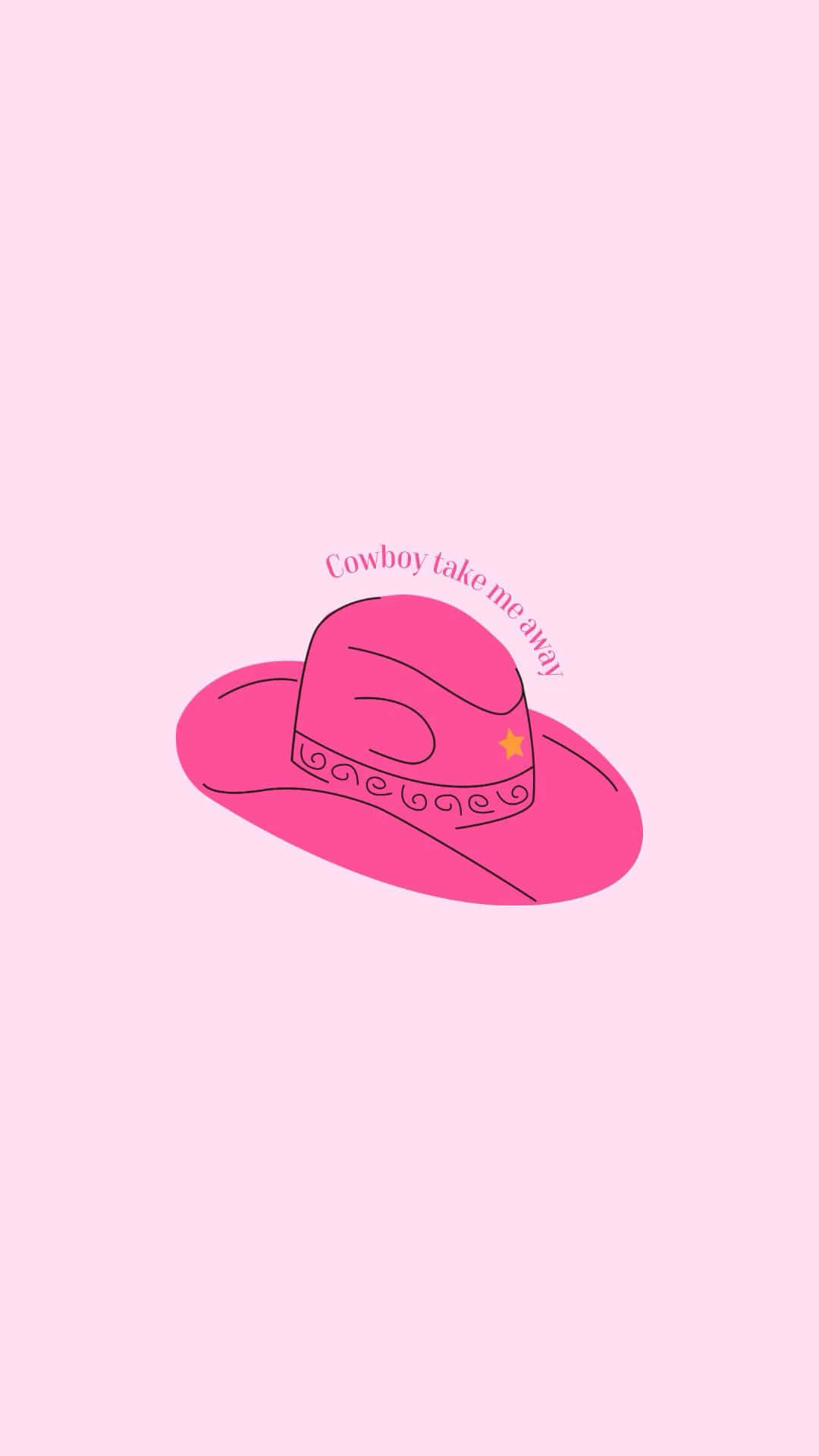 pink cowboy hat, yellow star, cursive text, Full HD Phone Wallpaper