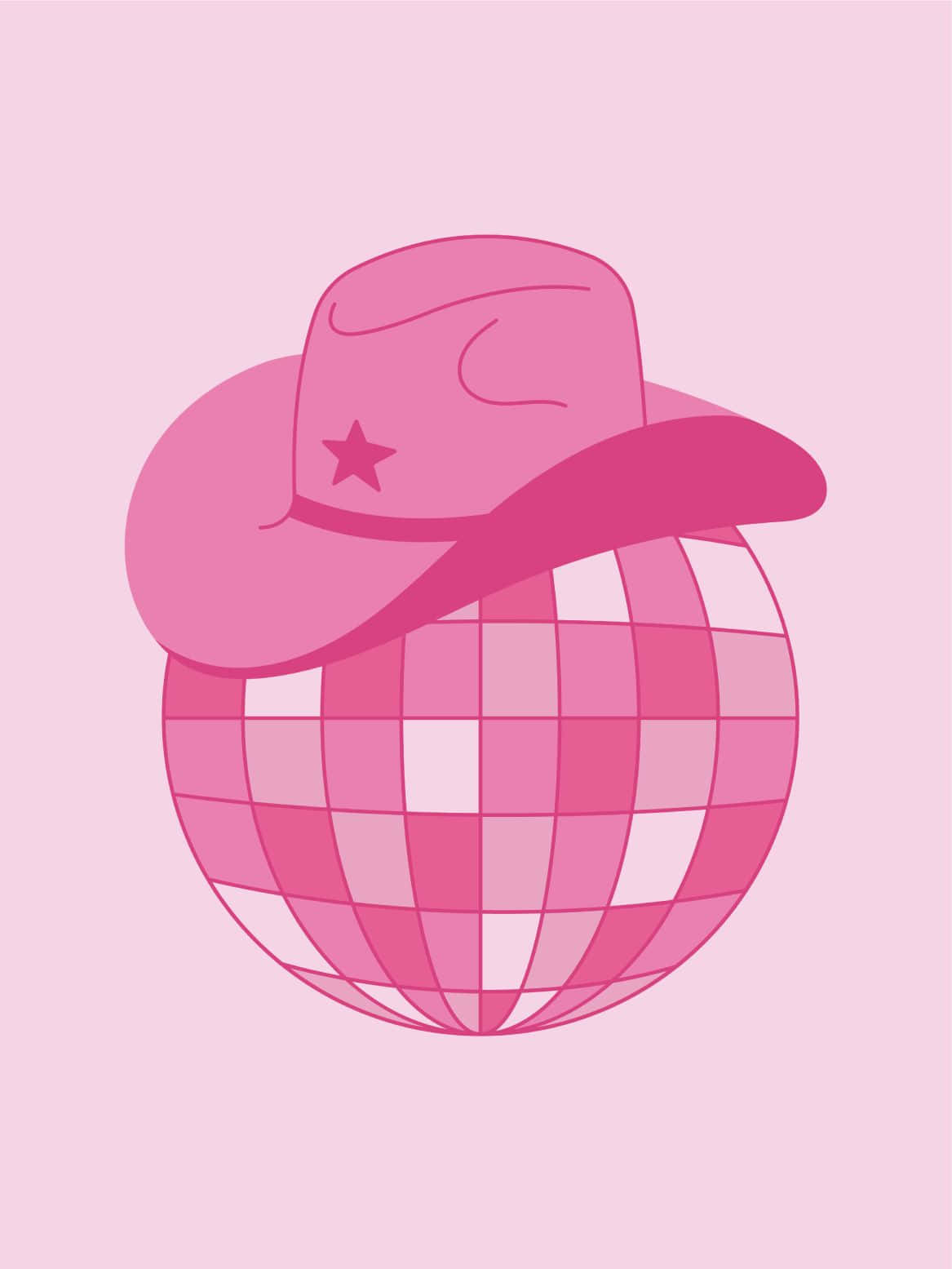 pink cowboy hat, star, pink disco ball, HD Phone Wallpaper