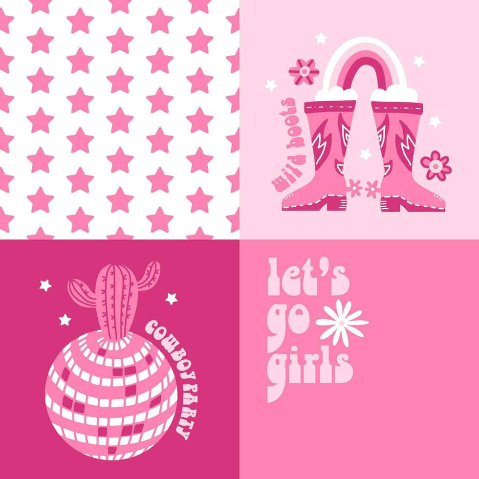 Disco Cowgirl Aesthetic, pink, star patterns, SD Desktop Wallpaper