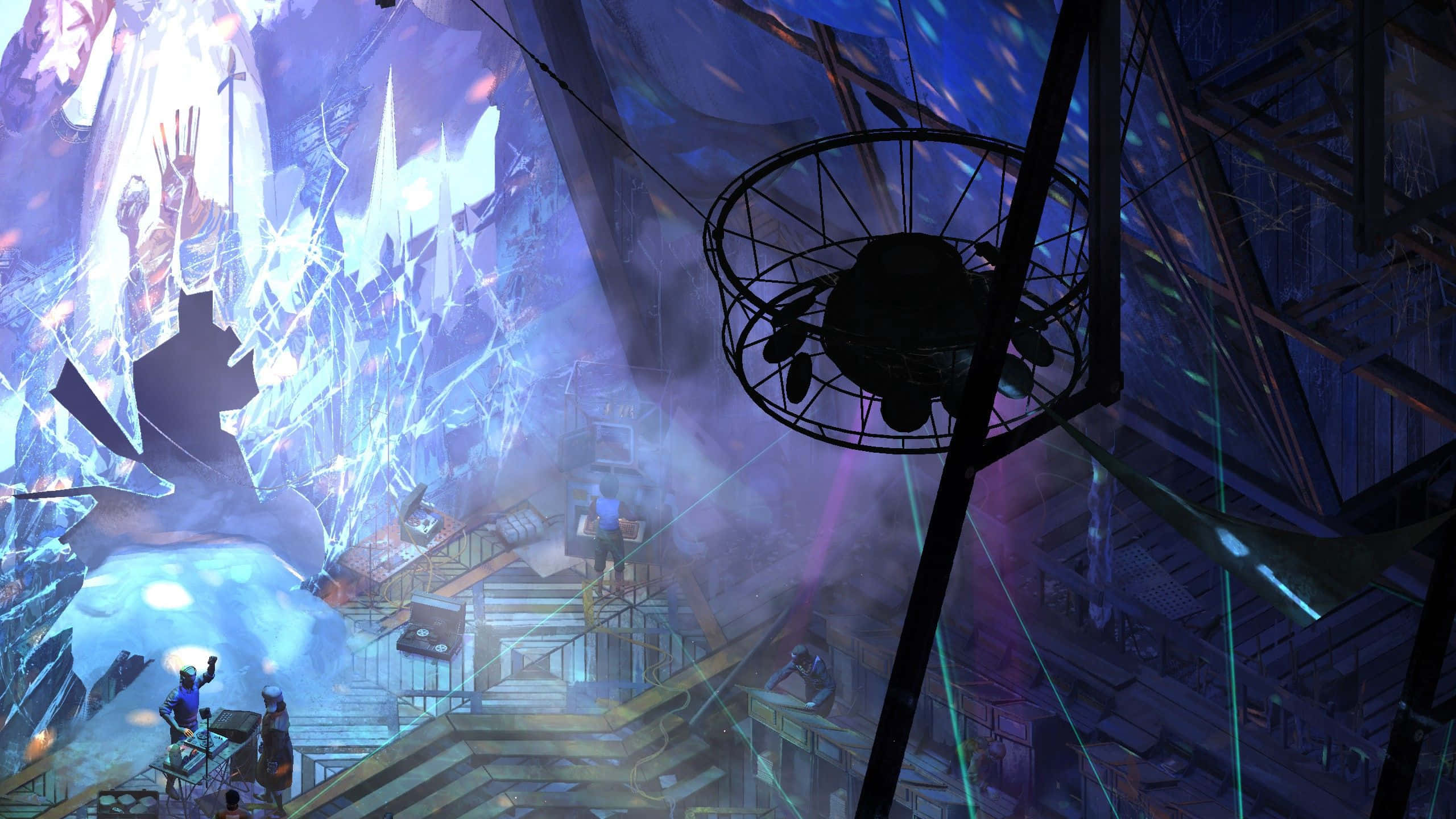 Disco Elysium, electric blue, purple, 2K Desktop Wallpaper