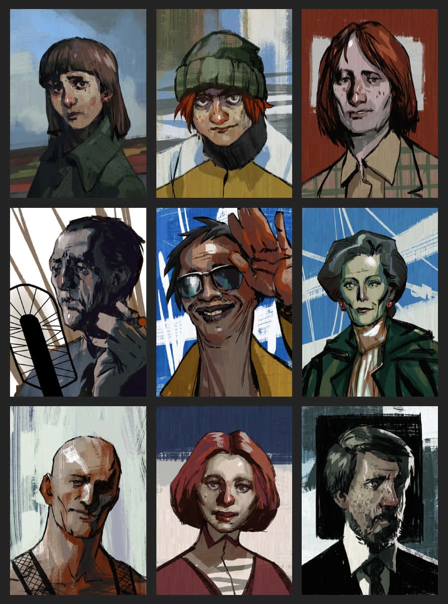Disco Elysium, character portraits, illustrated portraits, SD Phone Wallpaper
