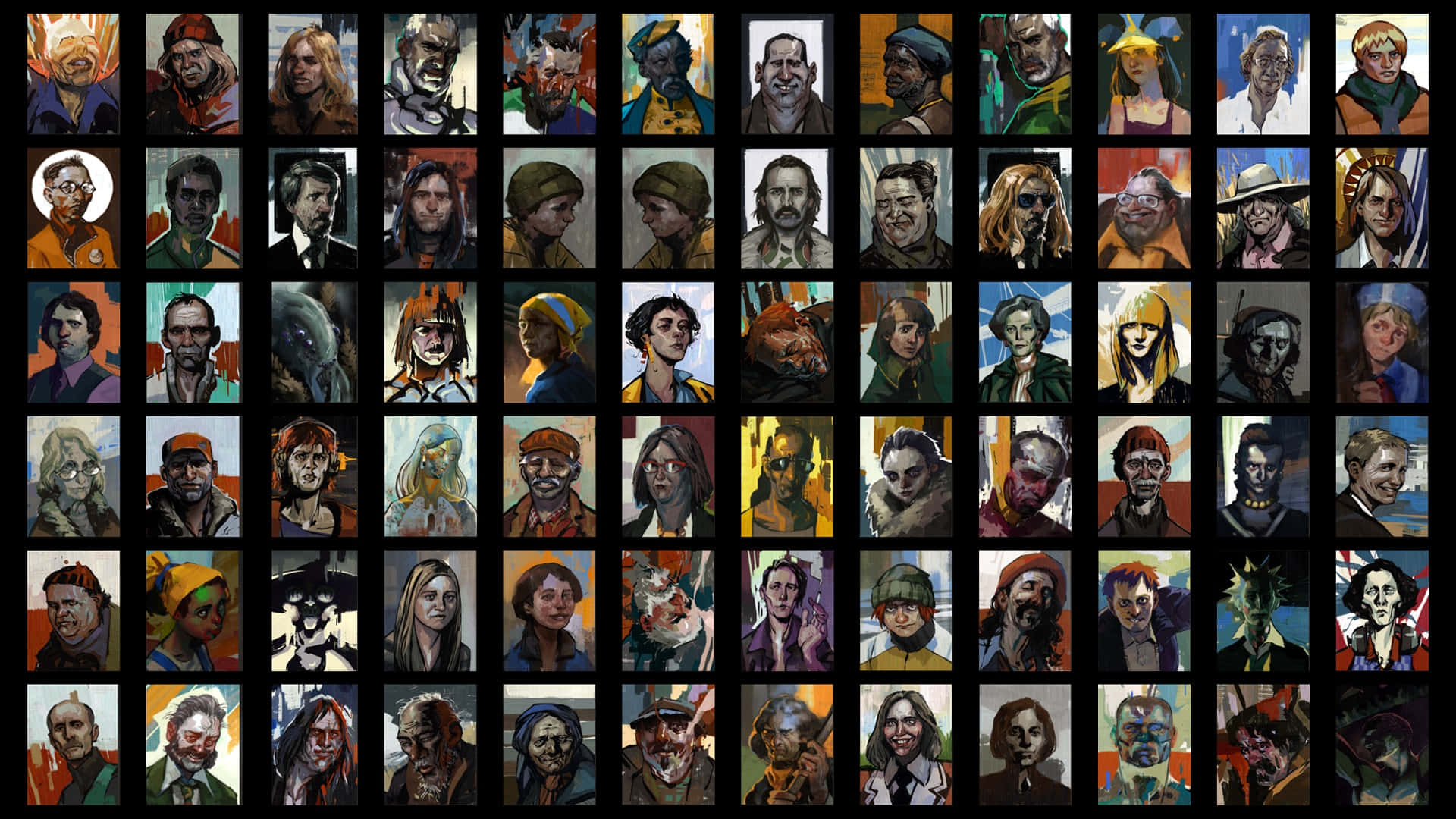 Disco Elysium, character portraits, collage, Full HD Desktop Wallpaper