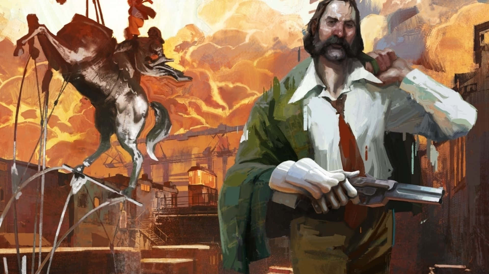 Disco Elysium, green coat, revolver, Full HD Desktop Wallpaper