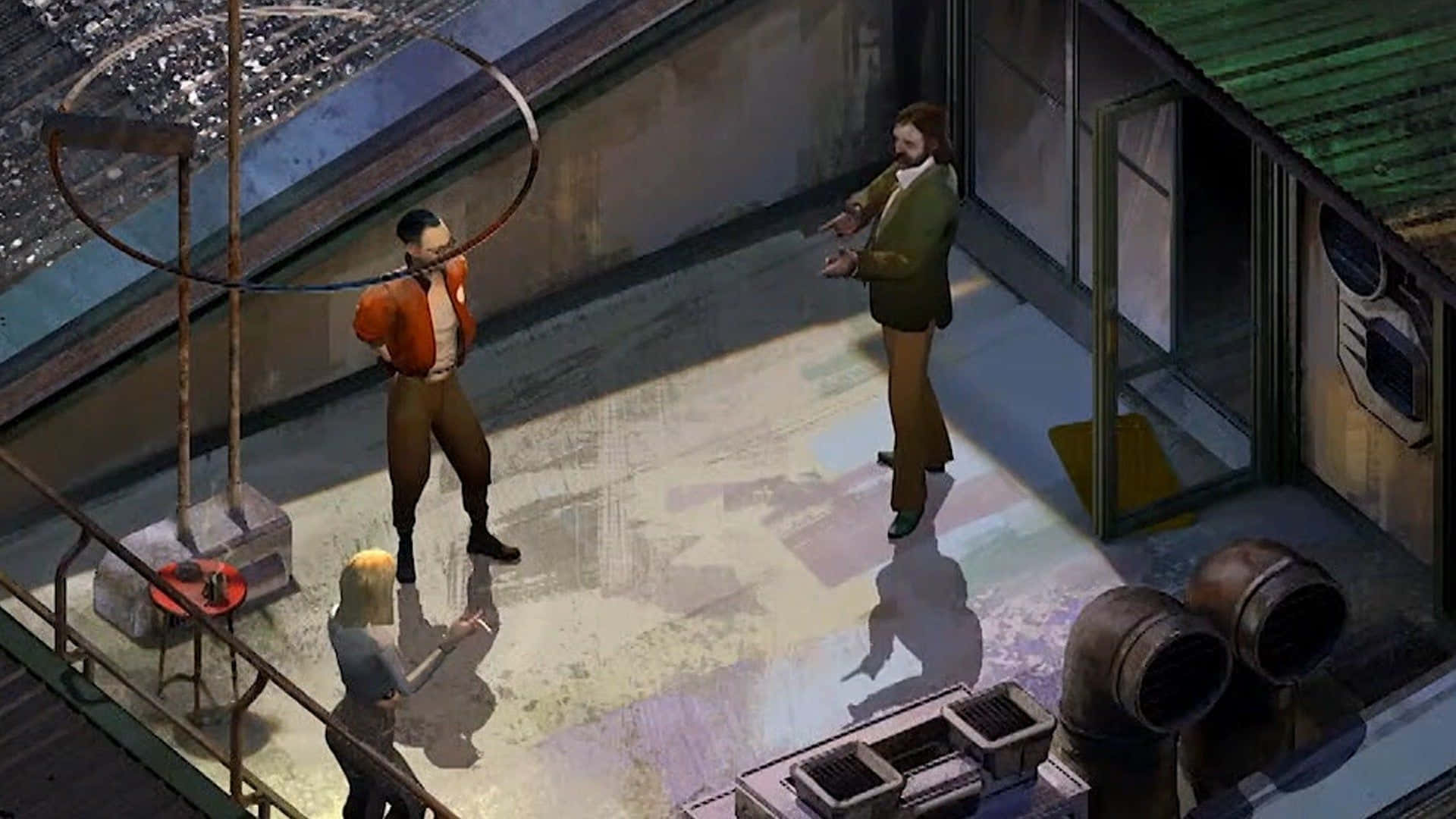 Disco Elysium, rooftop, industrial pipes, Full HD Desktop Wallpaper