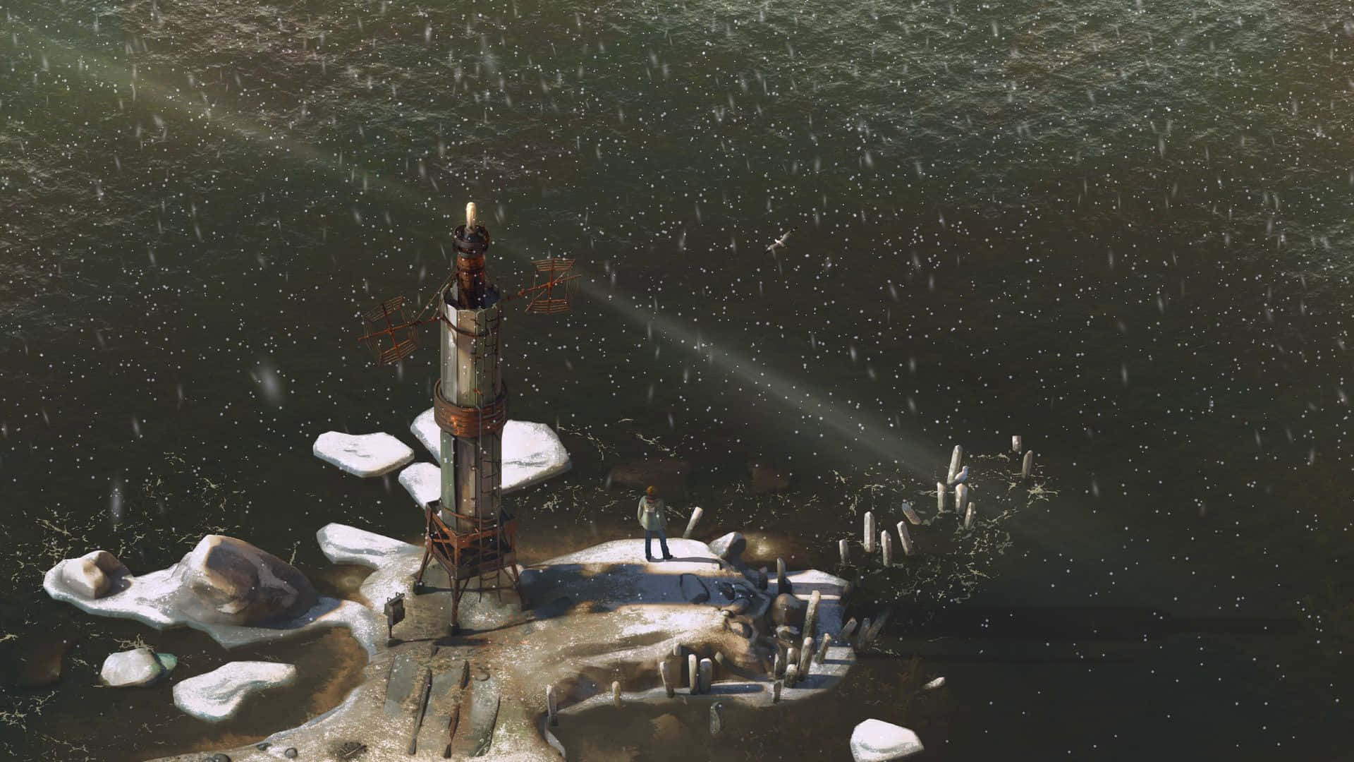 Disco Elysium, lighthouse, snow, Full HD Desktop Wallpaper