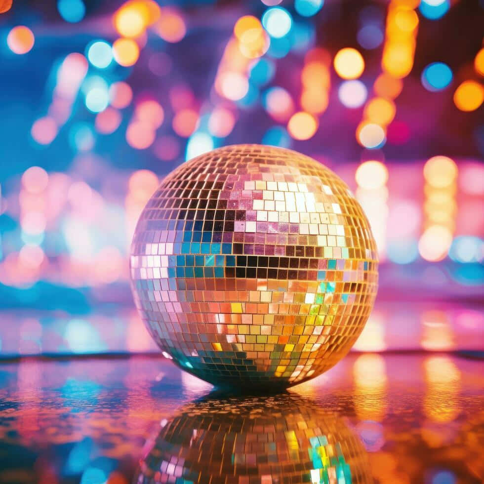disco ball, vibrant bokeh lights, glossy surface, SD Desktop Wallpaper