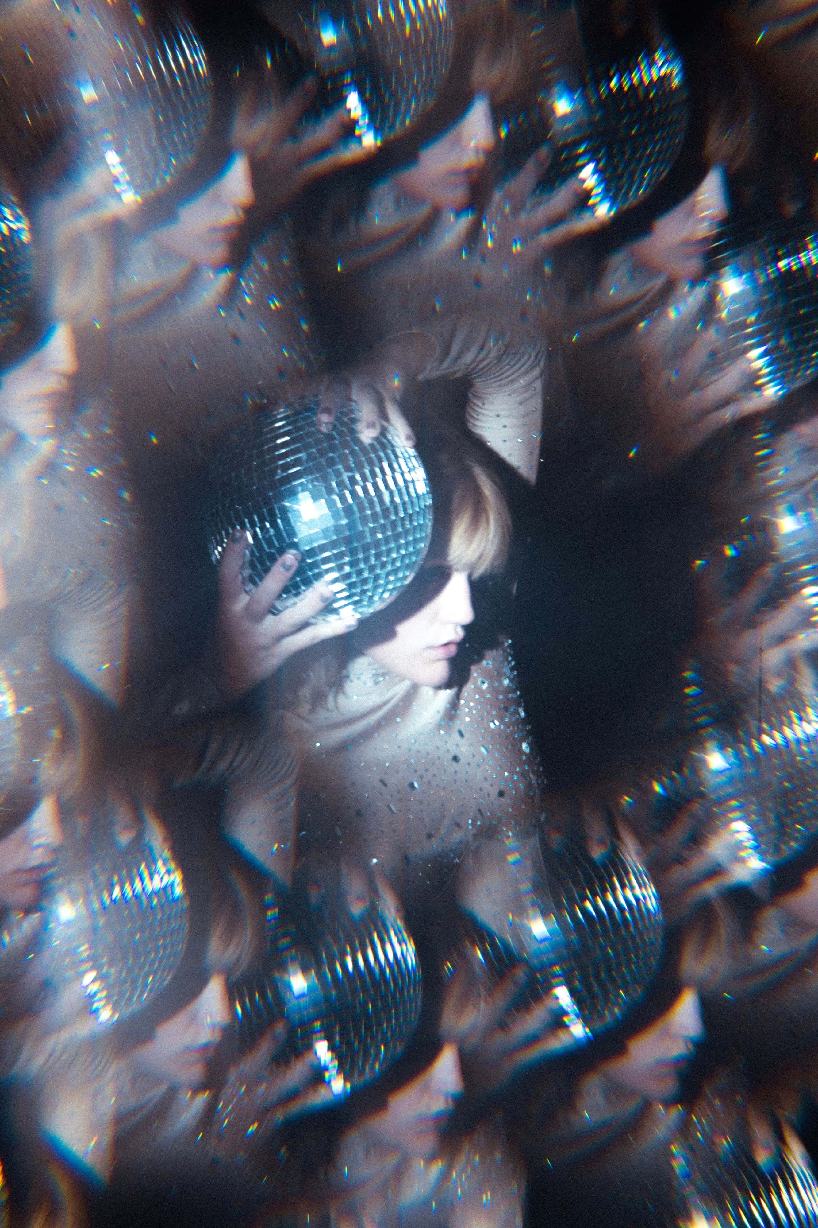 disco ball, mirrored reflections, glittering, 4K Phone Wallpaper