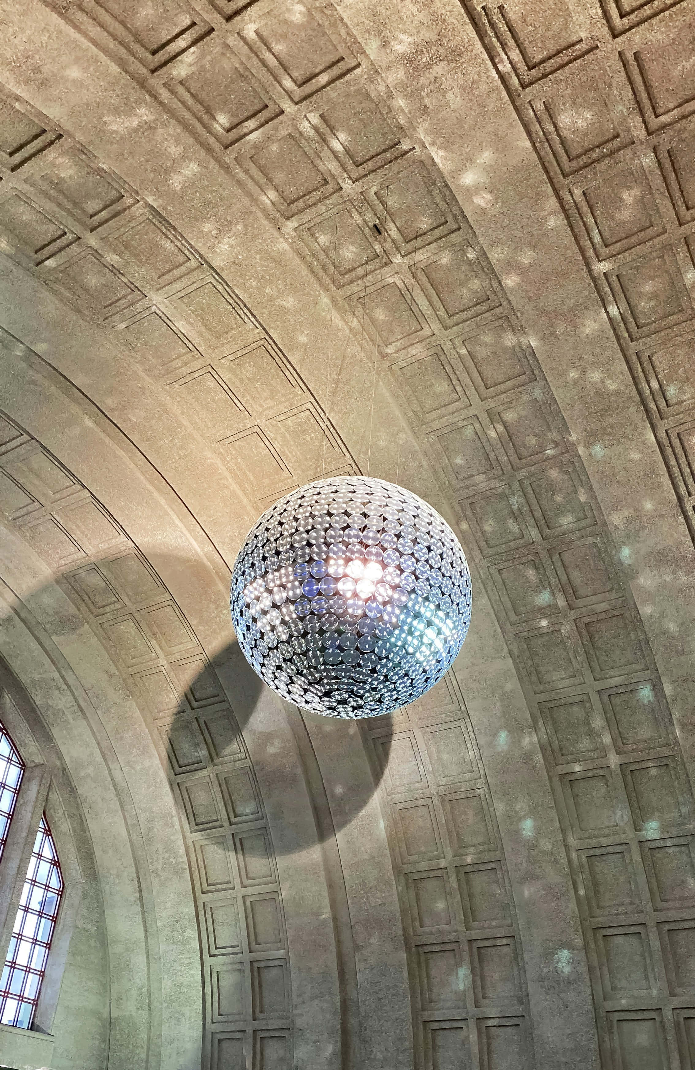 disco ball, suspended ceiling, arched ceiling, 2K Phone Wallpaper