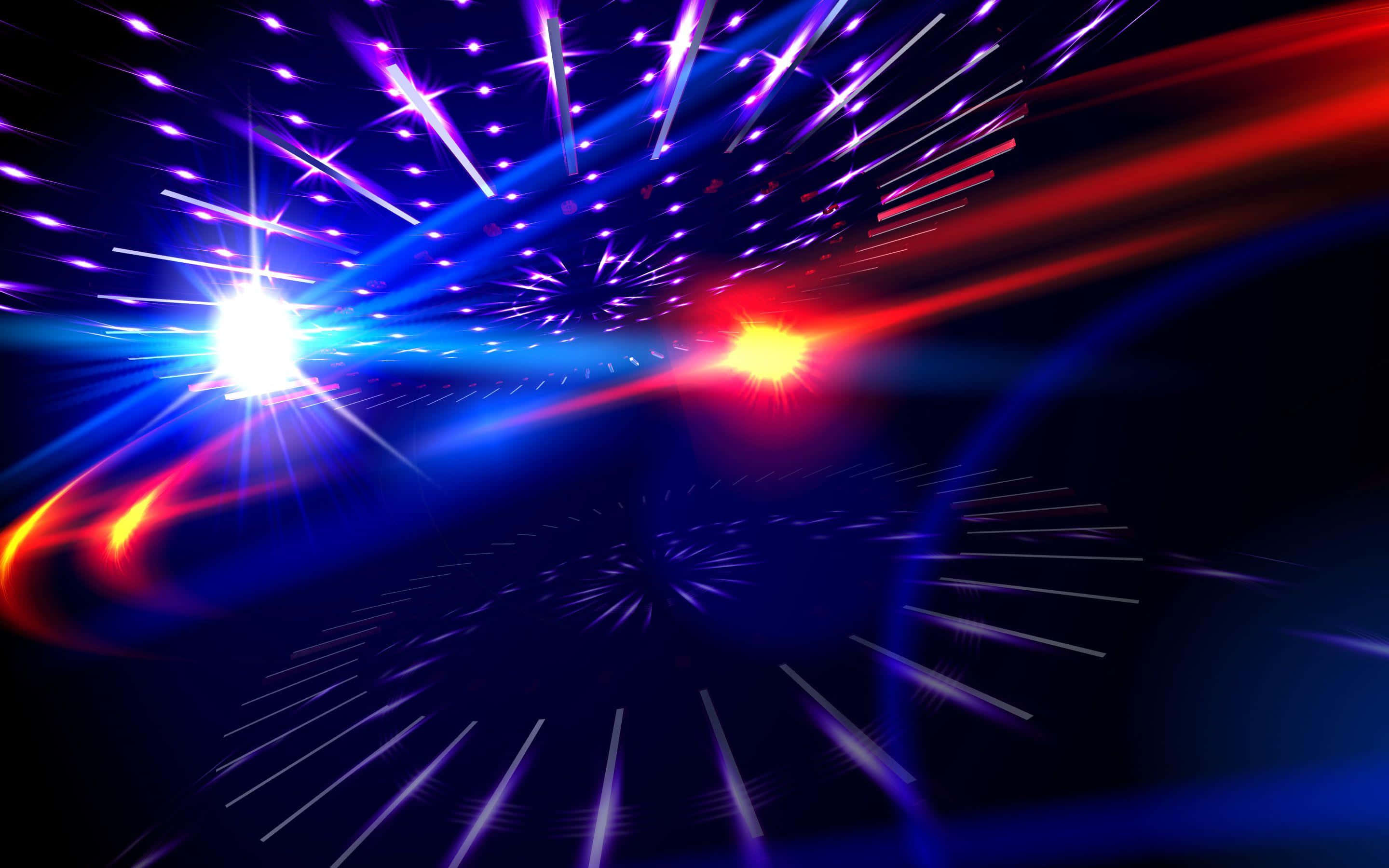vibrant disco lights, glowing blue, red light sources, 2K Desktop Wallpaper