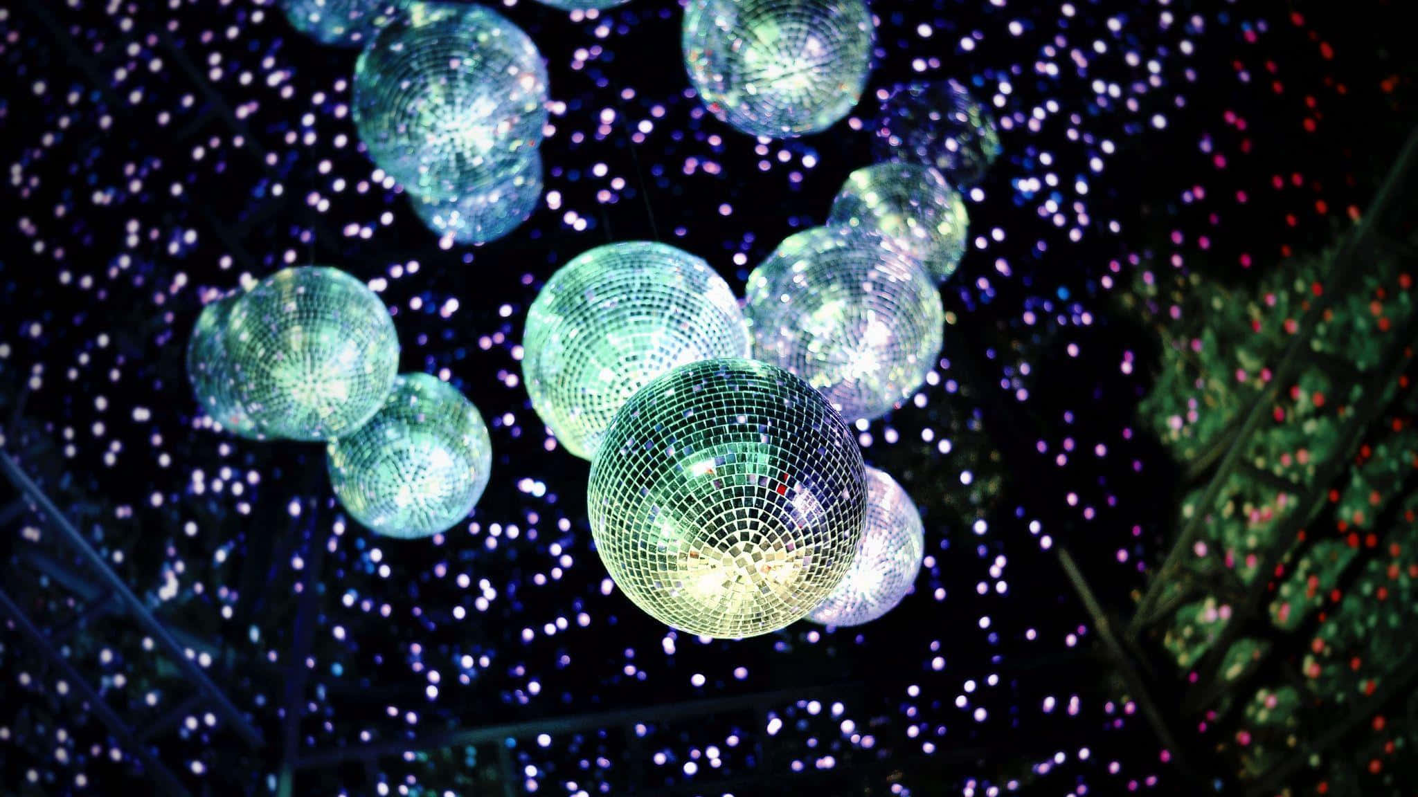 disco ball, vibrant lights, dark backdrop, Full HD Desktop Wallpaper