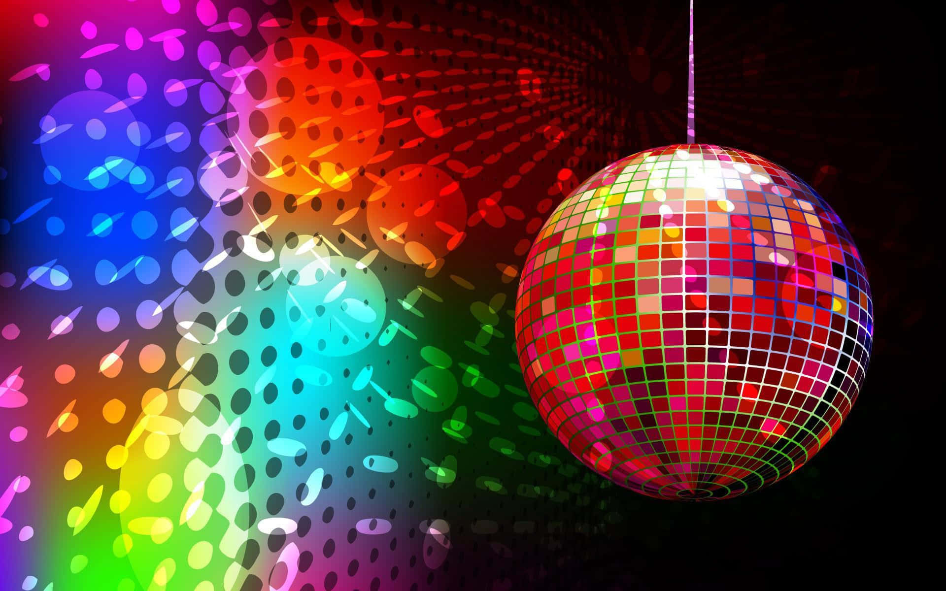 disco ball, vibrant rainbow light patterns, dark background, Full HD Desktop Wallpaper