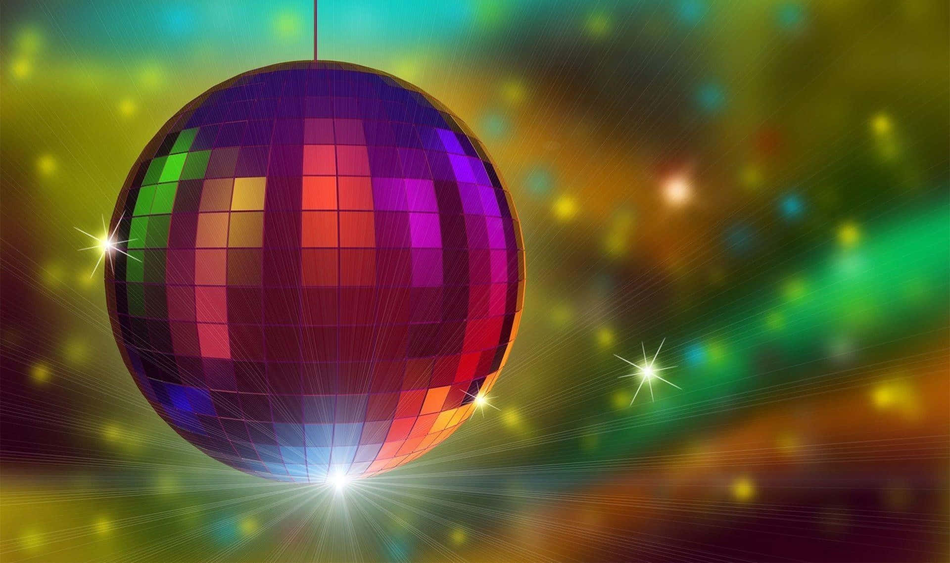 disco ball, colorful mirrored tiles, vibrant rainbow-hued background, Full HD Desktop Wallpaper