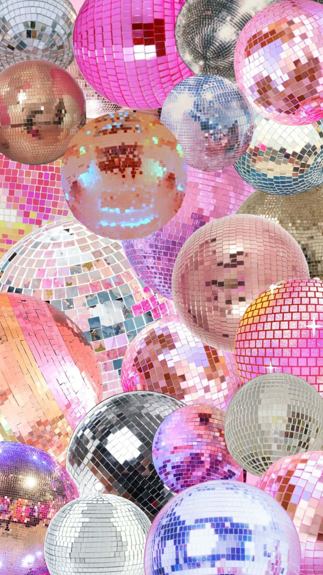 disco ball, pink, silver, Full HD Phone Wallpaper
