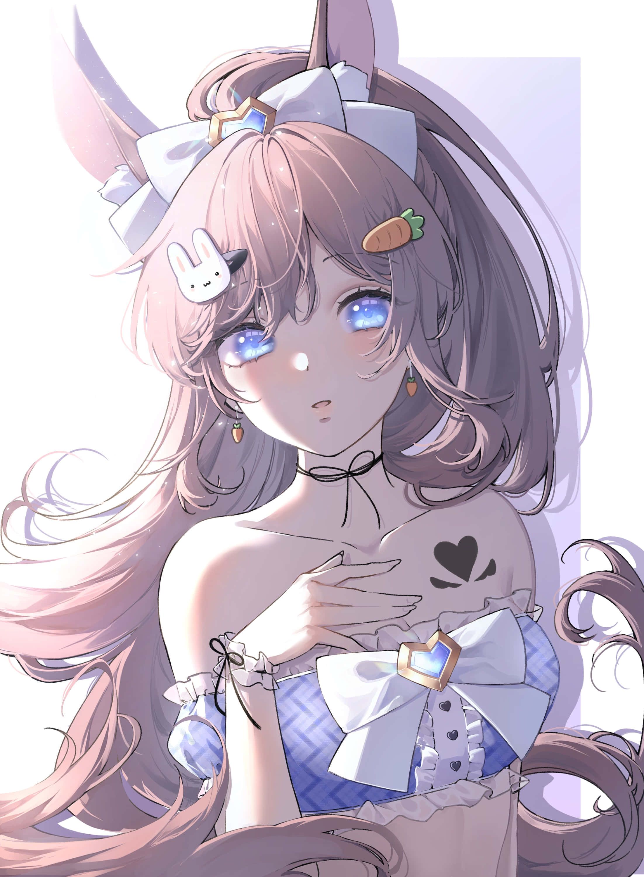 Discord Anime Pfp, bunny ears, glowing blue eyes, 2K Phone Wallpaper