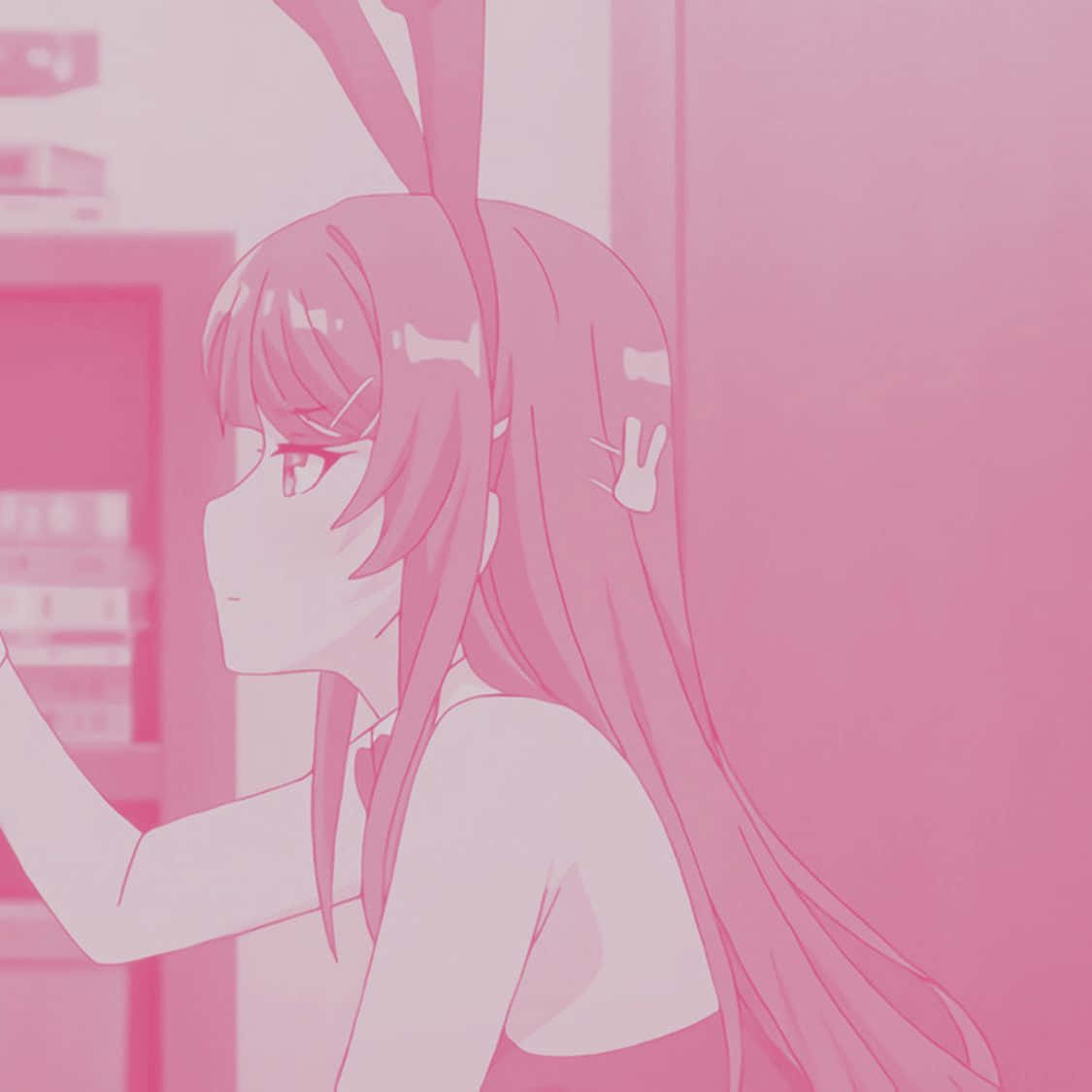 Discord Anime Pfp, bunny ears, pink-toned anime girl, SD Desktop Wallpaper