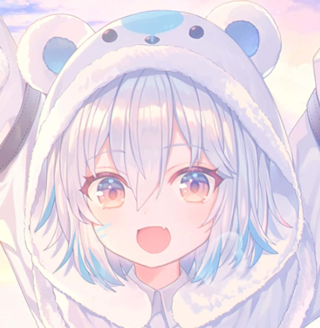 Discord Anime Pfp, polar bear, silver hair, SD Phone Wallpaper