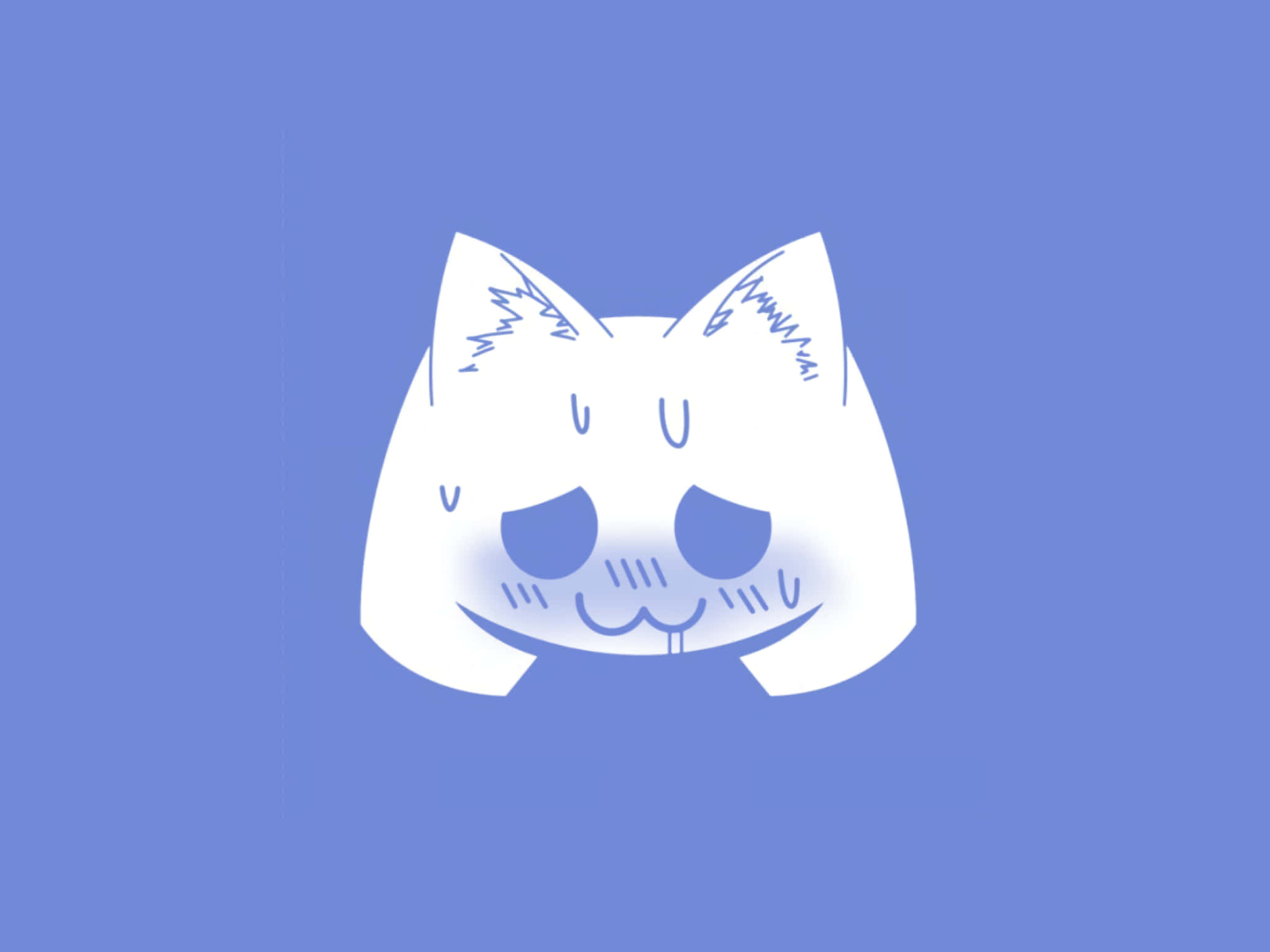 Discord Logo, anime cat, minimalist white cat face, Full HD Desktop Wallpaper