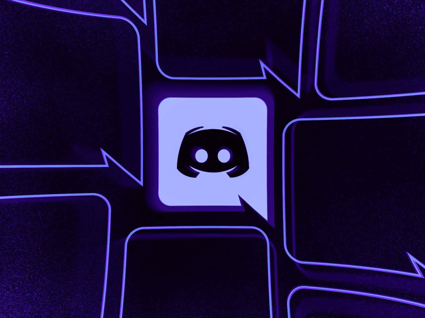 Discord Logo, glowing purple, neon-lit speech bubble grid, HD Desktop Wallpaper