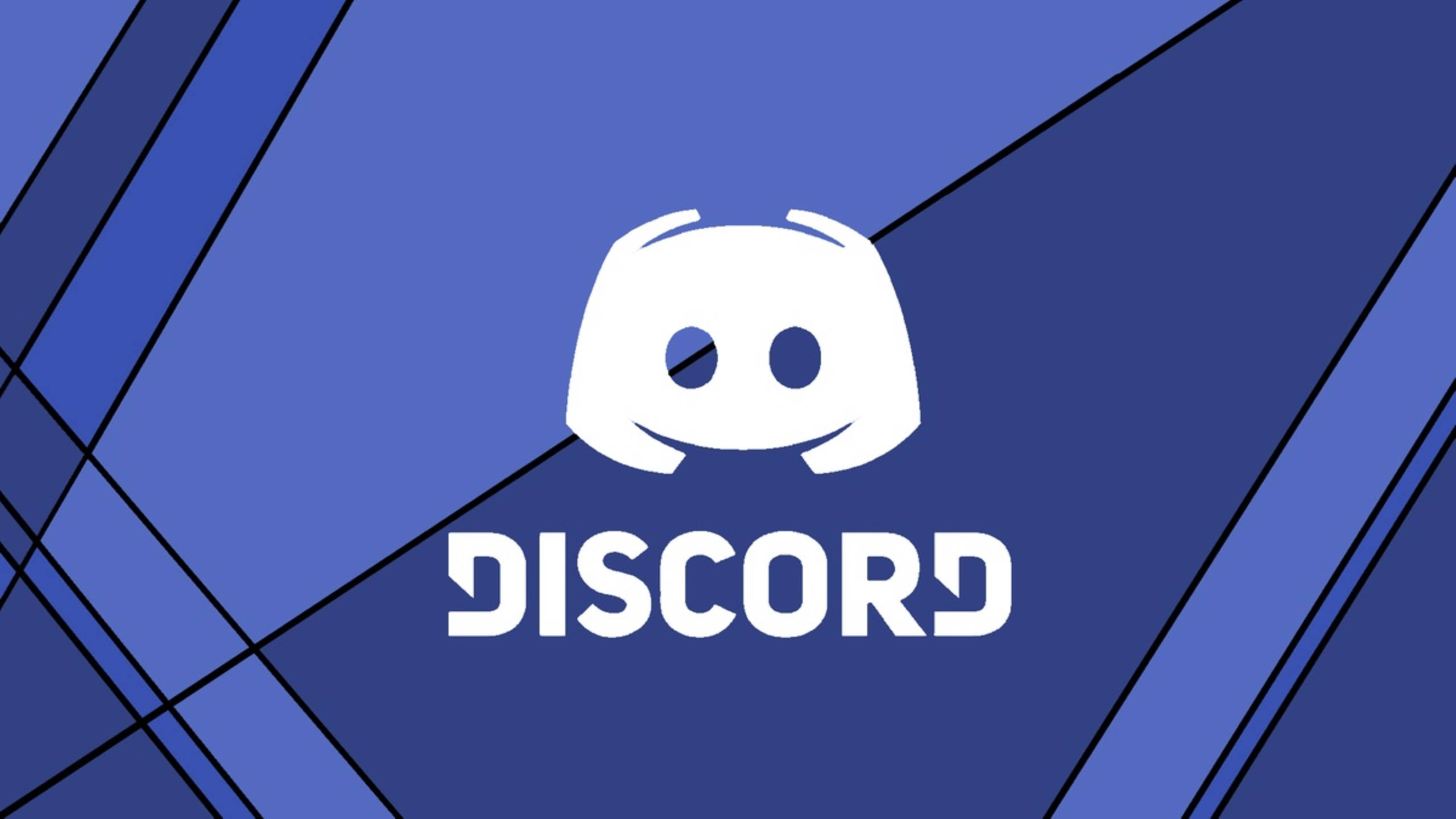 Discord Logo, white, blue gradient background, 2K Desktop Wallpaper